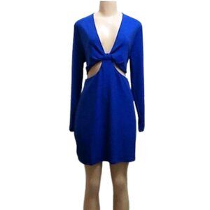 NWT Women's Long Sleeve Cut Out Lurex Bodycon Dress Blue - Wild Fable S/L/1X/2X